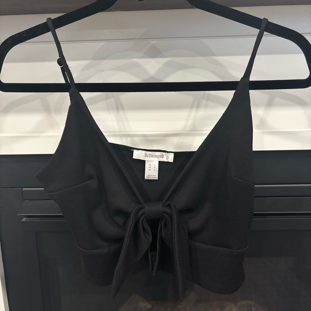Black Bow Front Crop Top